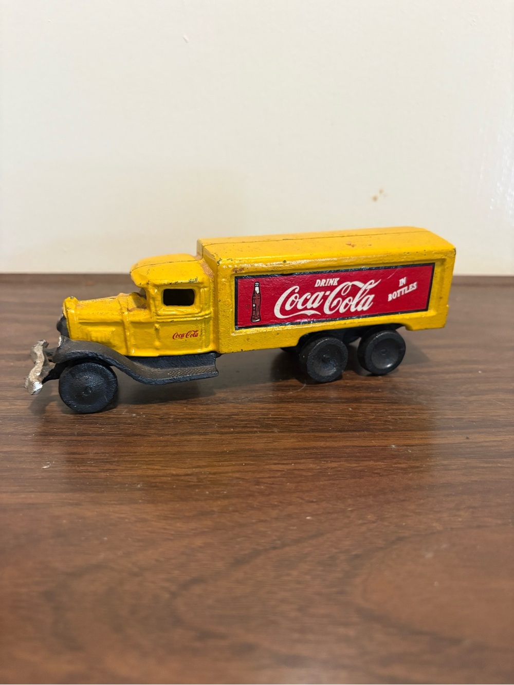 Vintage Cast Iron- Coca Cola Yellow & Red Toy Delivery Truck